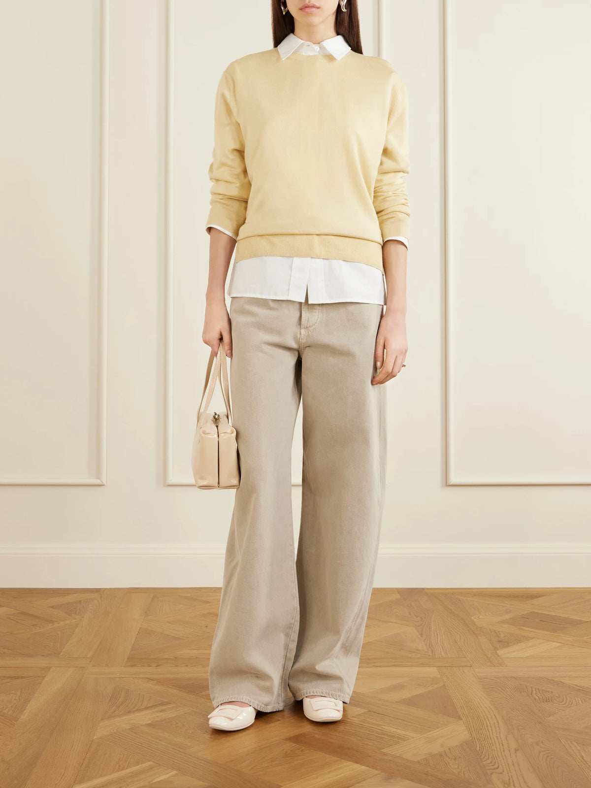Image of Flats. Product name - Gommettine Patent-leather Ballet Flats in Cream colour by brand - Roger Vivier