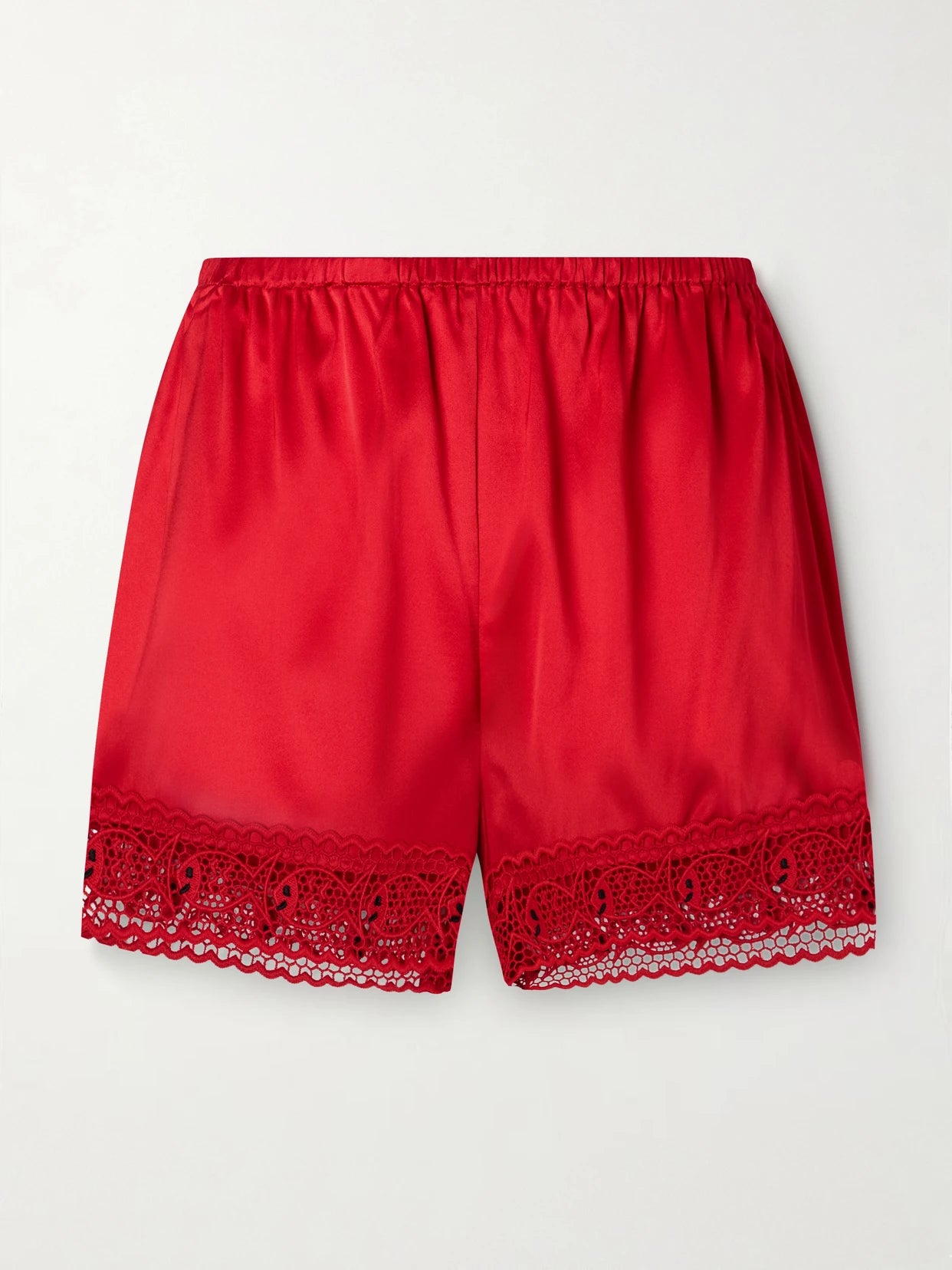 Image of a model wearing Shorts. Product name - + Da Adolfo Paddle Silk Shorts in Red colour by brand - STAUD