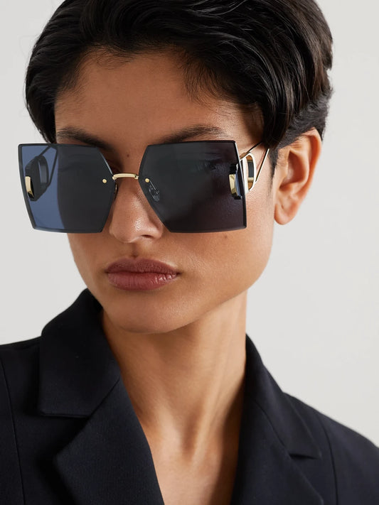 Image of Sunglasses. Product name - 30montaigne S7u Square-frame Gold-tone Sunglasses in Blue colour by brand - DIOR Eyewear