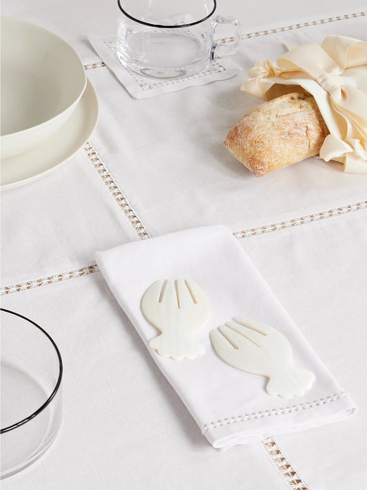 Image of Tableware. Product name - Set Of Two Mother-of-pearl Salad Hands in White colour by brand - Gohar World