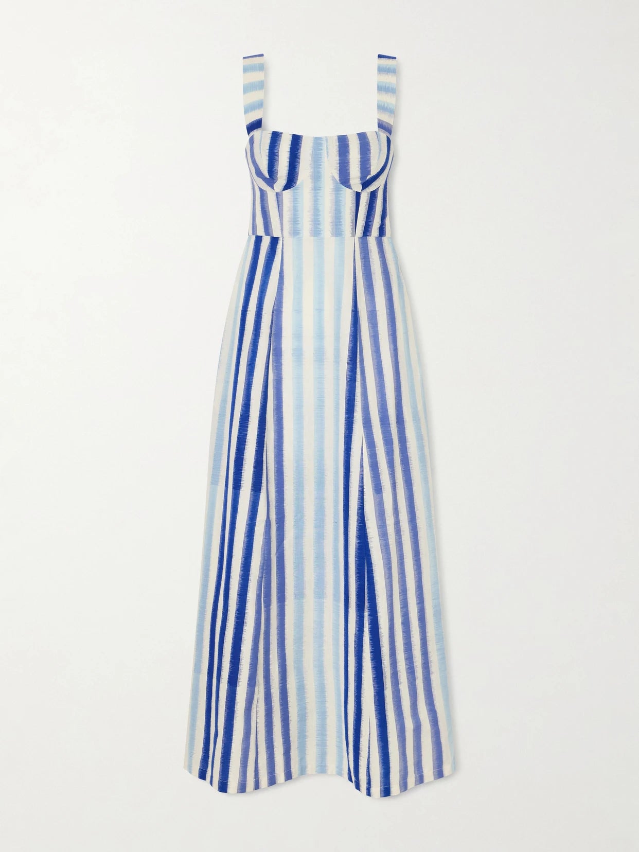 Image of Dresses. Product name - Azzurra Ikat Striped Cotton Midi Dress in Blue colour by brand - Emporio Sirenuse