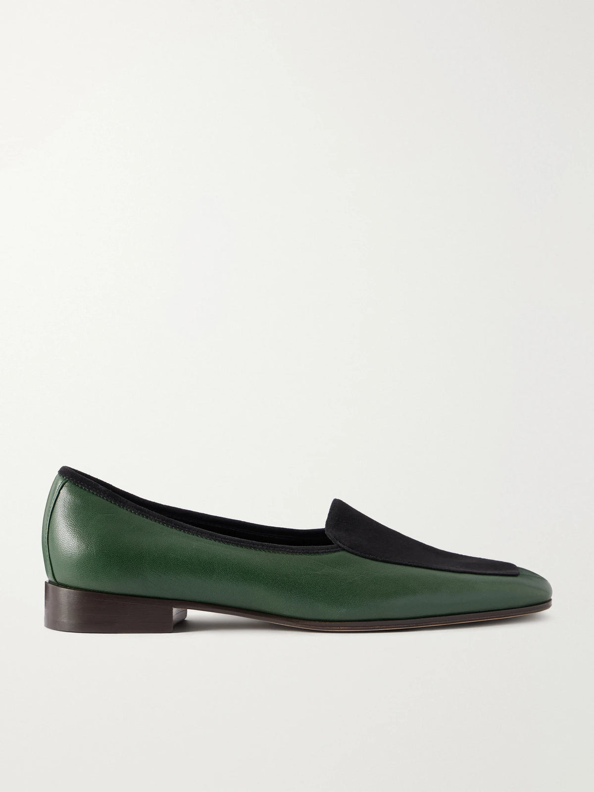 Adam Suede-trimmed Glossed-leather Penny Loafers