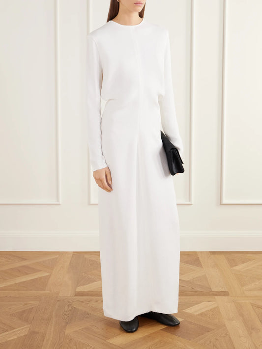 Image of Dresses. Product name - Gathered Crepe Maxi Dress in White colour by brand - TOTEME