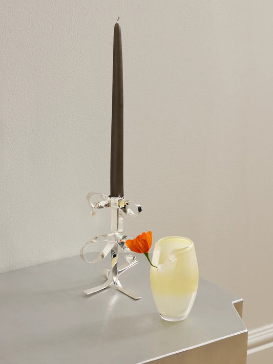 Image of Decor. Product name - Mini Recycled-glass Vase in Pastel yellow colour by brand - Completedworks