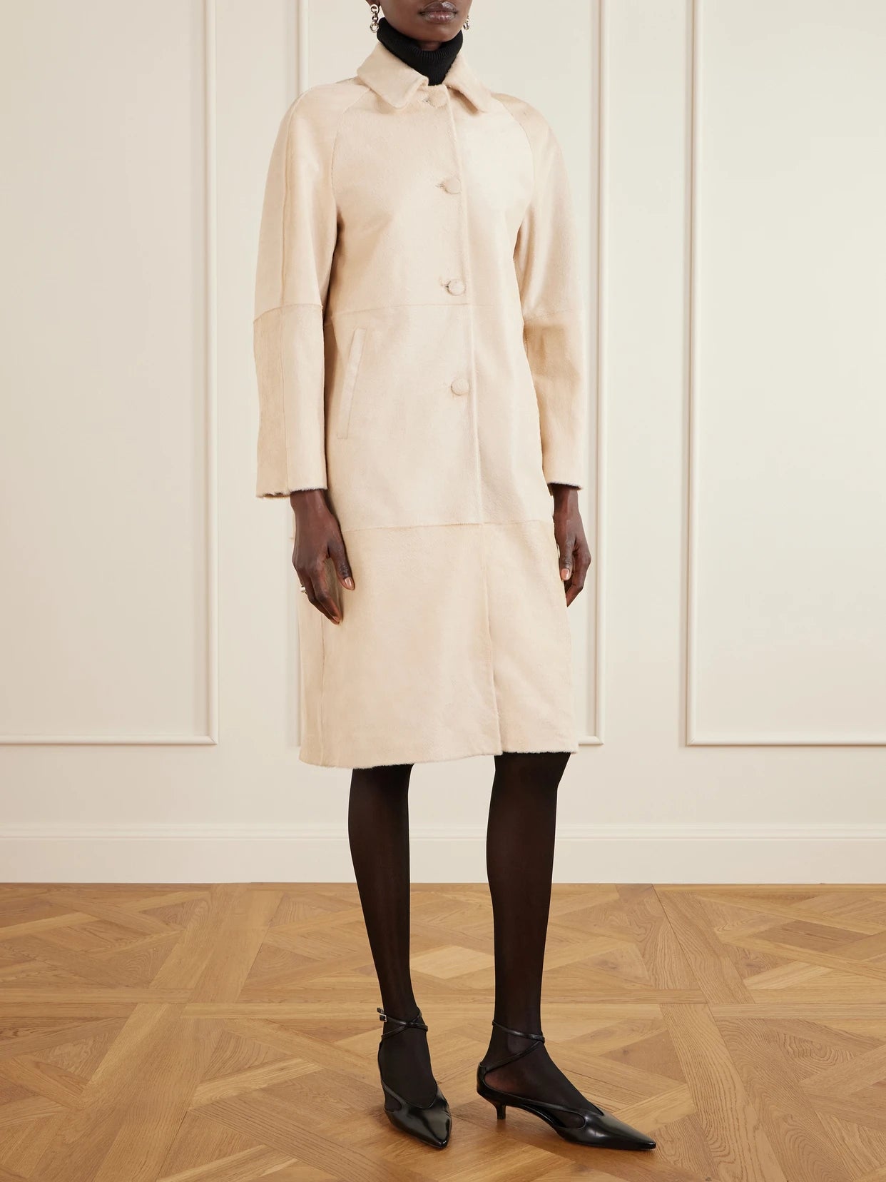 Paneled Calf Hair Coat