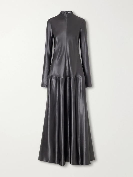FFORME Mila Textured-satin Turtleneck Maxi Dress