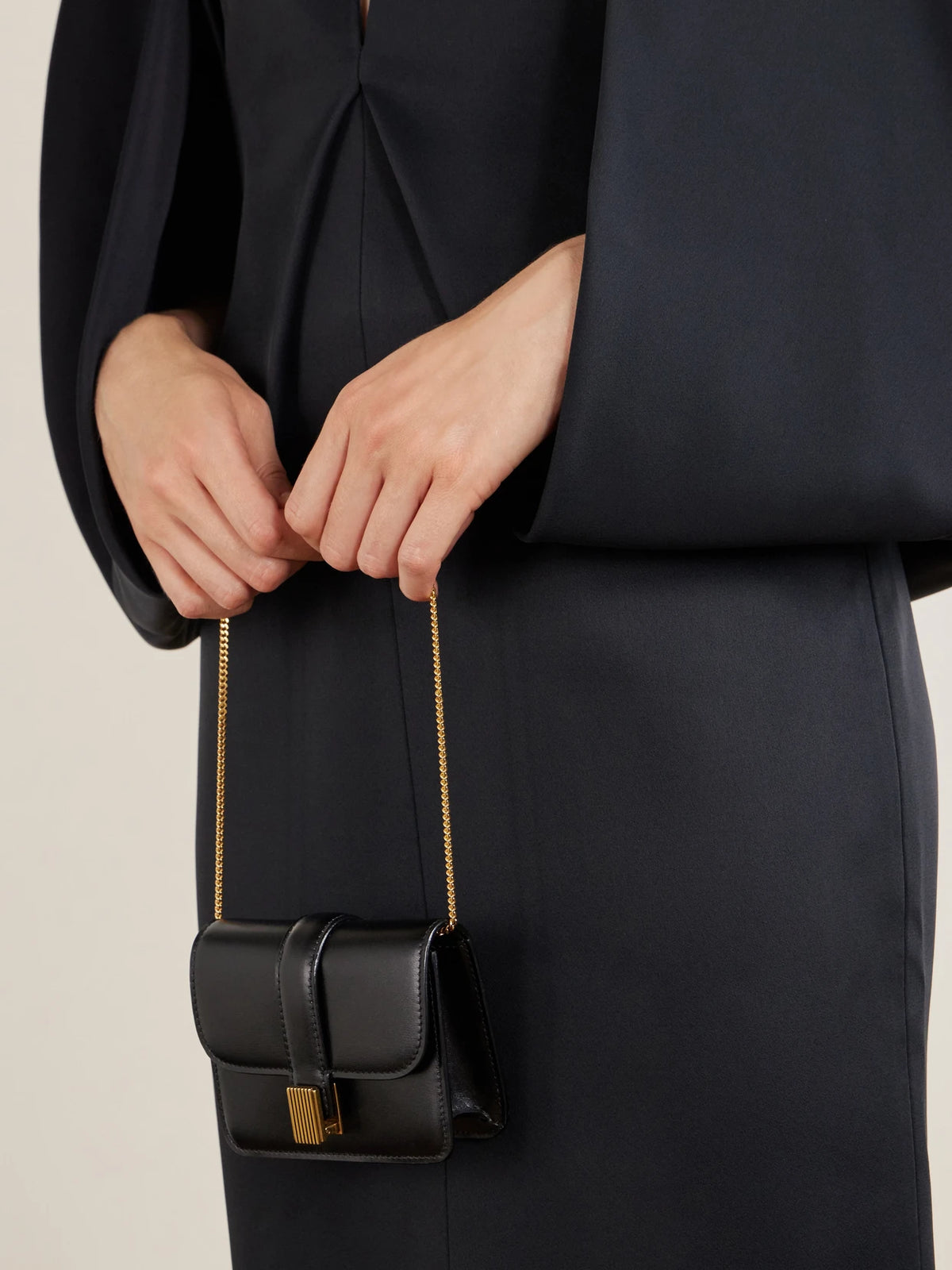 Image of Bags. Product name - Blake Mini Leather Shoulder Bag in Black, Burgundy colour by brand - KHAITE