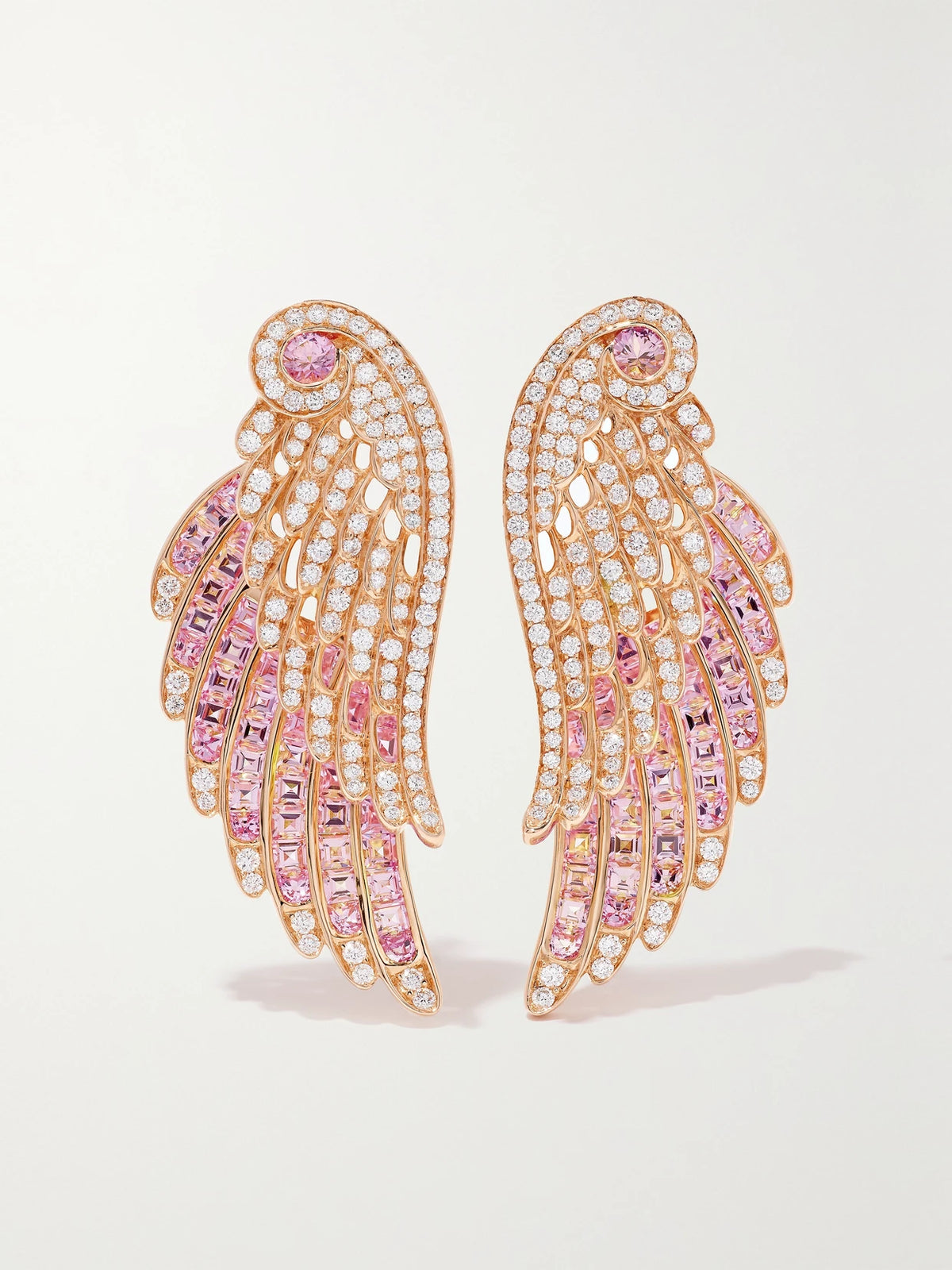 Wings Embrace 18-karat Rose Gold, Sapphire And Diamond Earrings