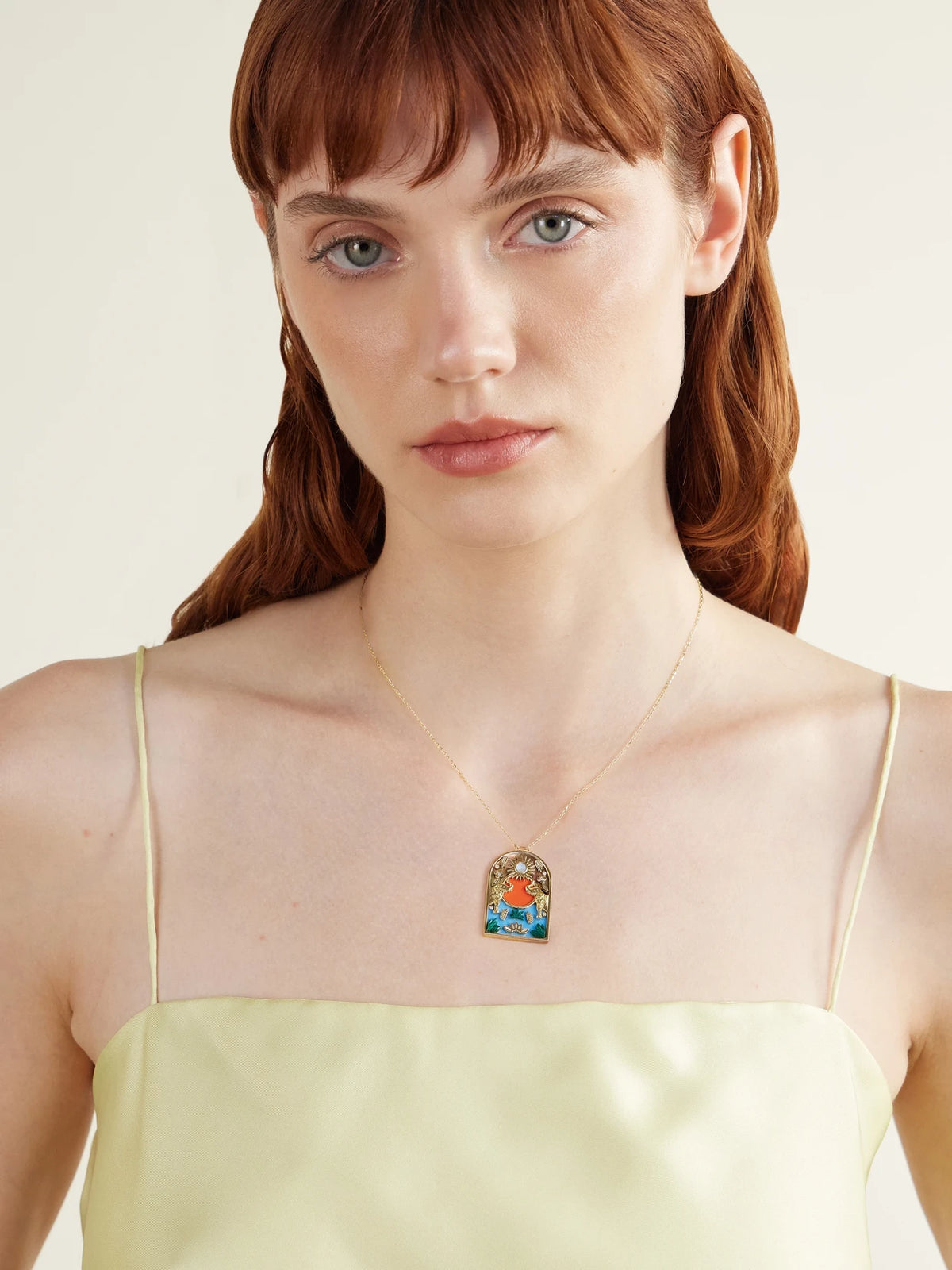Image of Necklaces. Product name - Noah's Arch Elephant 18-karat Gold Multi-stone Pendant Necklace in Multi colour by brand - L'Atelier Nawbar