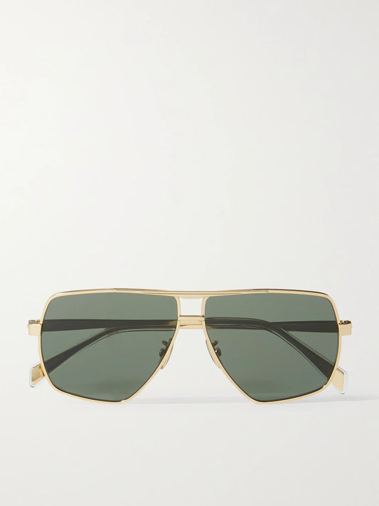 Oversized Aviator-style Gold-tone Sunglasses