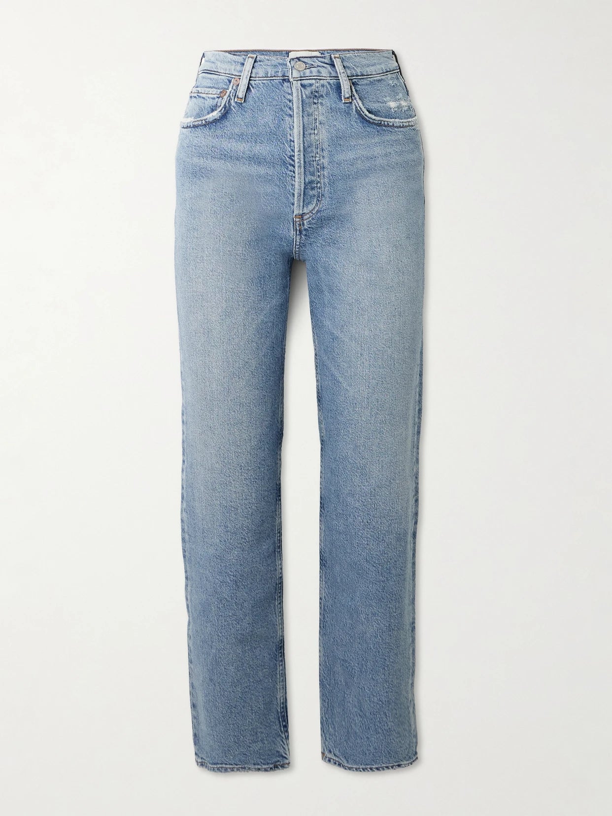 '90s Pinch Waist Cropped Distressed Mid-rise Straight-leg Jeans