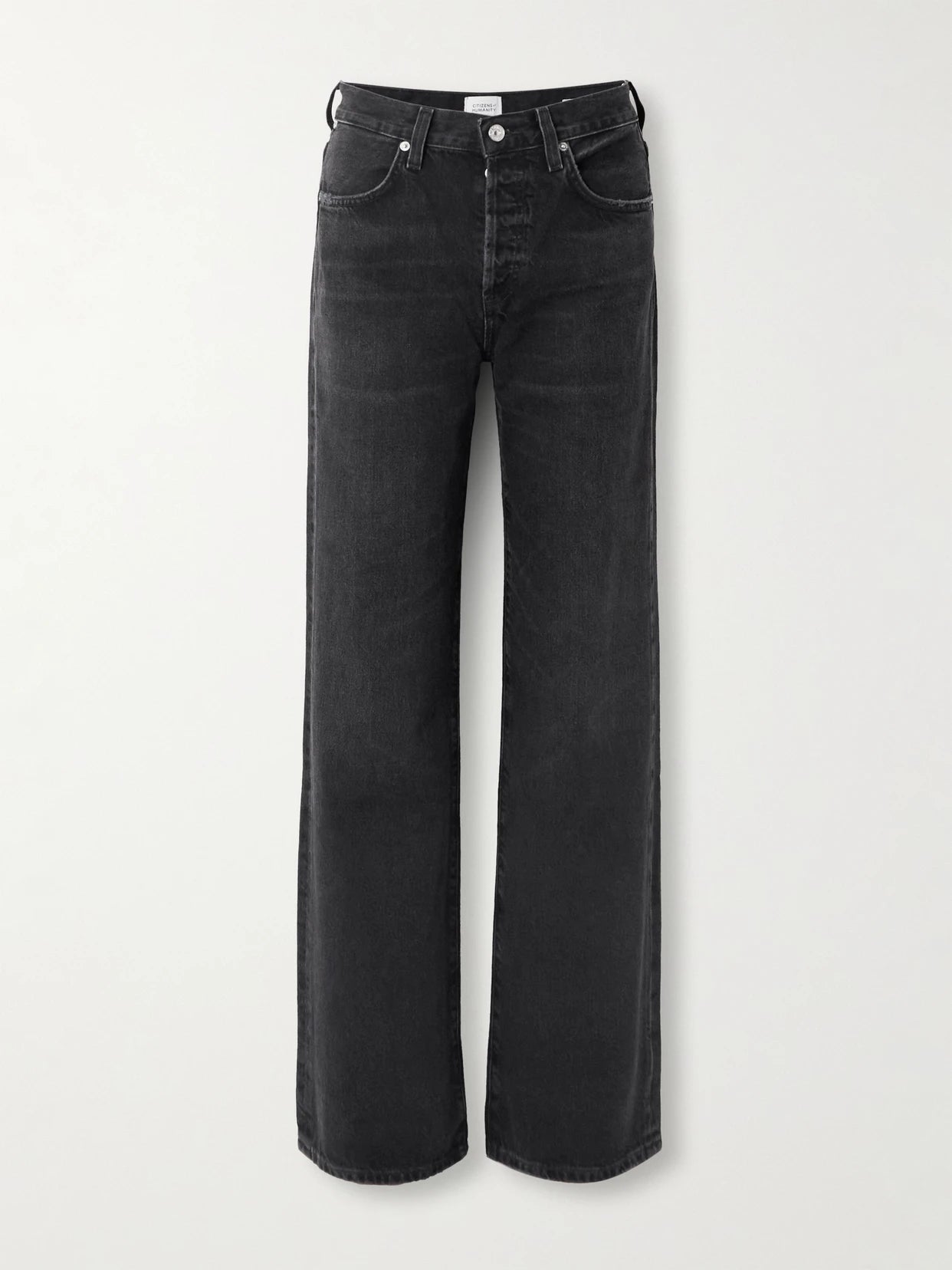 Image of Jeans. Product name - Annina High-rise Wide-leg Jeans - 33" in Black colour by brand - Citizens of Humanity