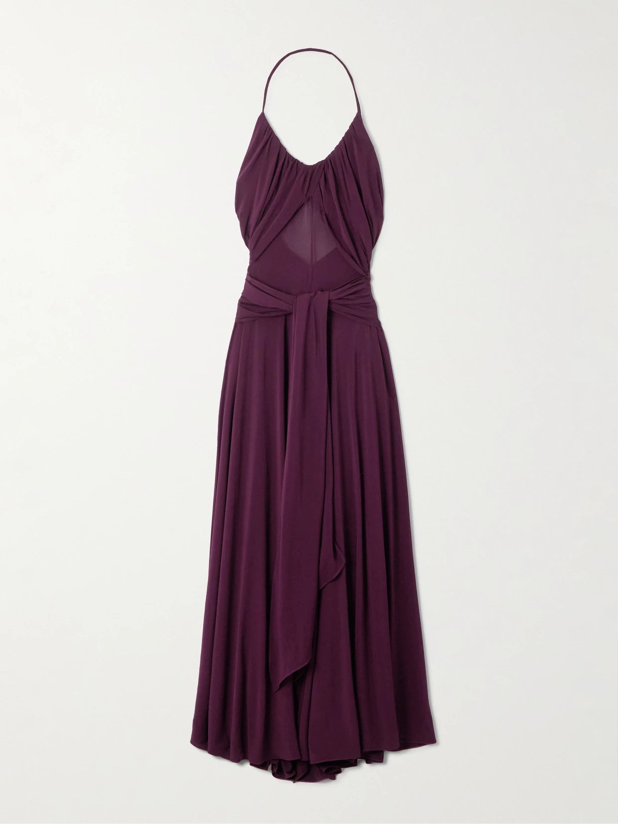Image of Dresses. Product name - Stretch-jersey Halterneck Maxi Dress in Burgundy colour by brand - Alaïa