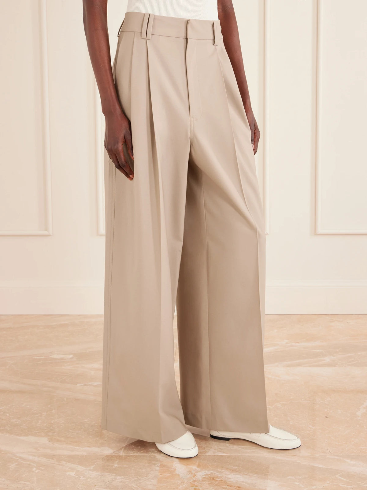 KALLMEYER Fatima Pleated Wool-blend Wide-leg Pants