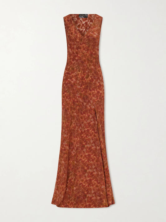 Image of Dresses. Product name - Irina Silk-chiffon Maxi Dress in Orange colour by brand - Cortana
