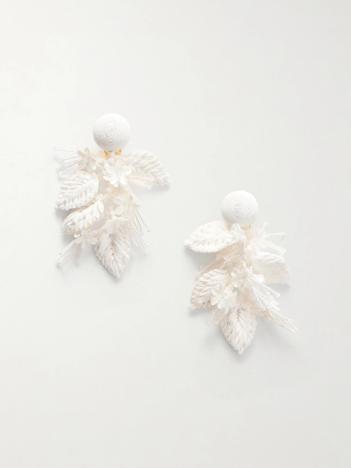 Bouquet Bead-embellished Raffia-like Clip Earrings