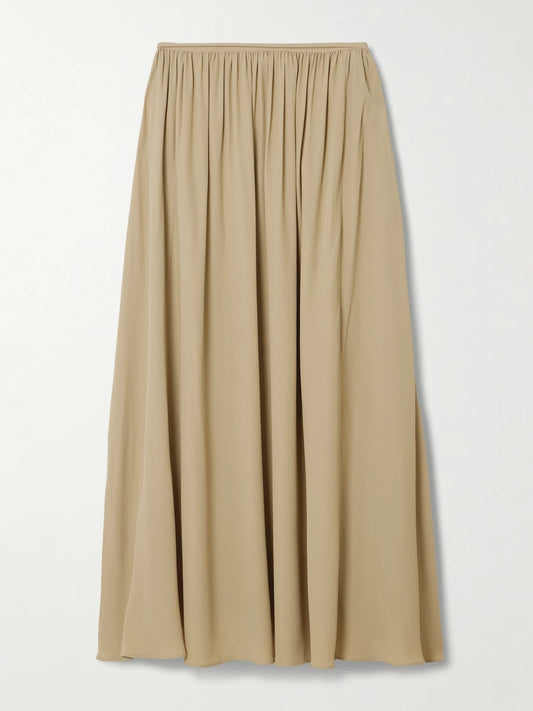Elba Tie-detailed Crepe De Chine Maxi Skirt