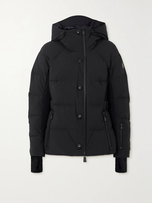 Image of Coats & Jackets. Product name - Guyane Hooded Down Ski Jacket in Black colour by brand - Moncler Grenoble