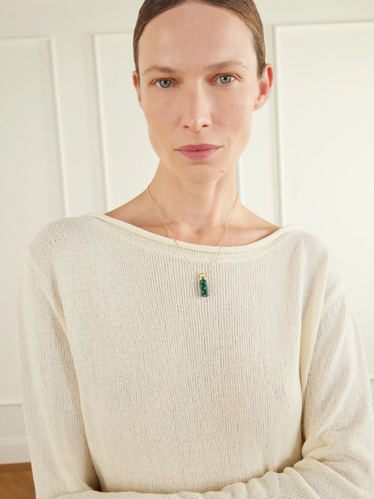 Image of Necklaces. Product name - Petit Vase 9-karat Gold, Malachite And Diamond Necklace in Green colour by brand - Yvonne Léon