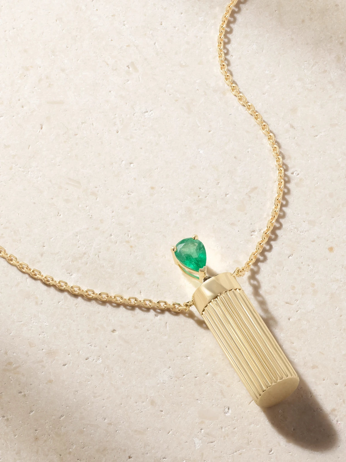 Yvonne Léon Petit Vase 9-karat Gold, Emerald And Blackened Diamond Necklace