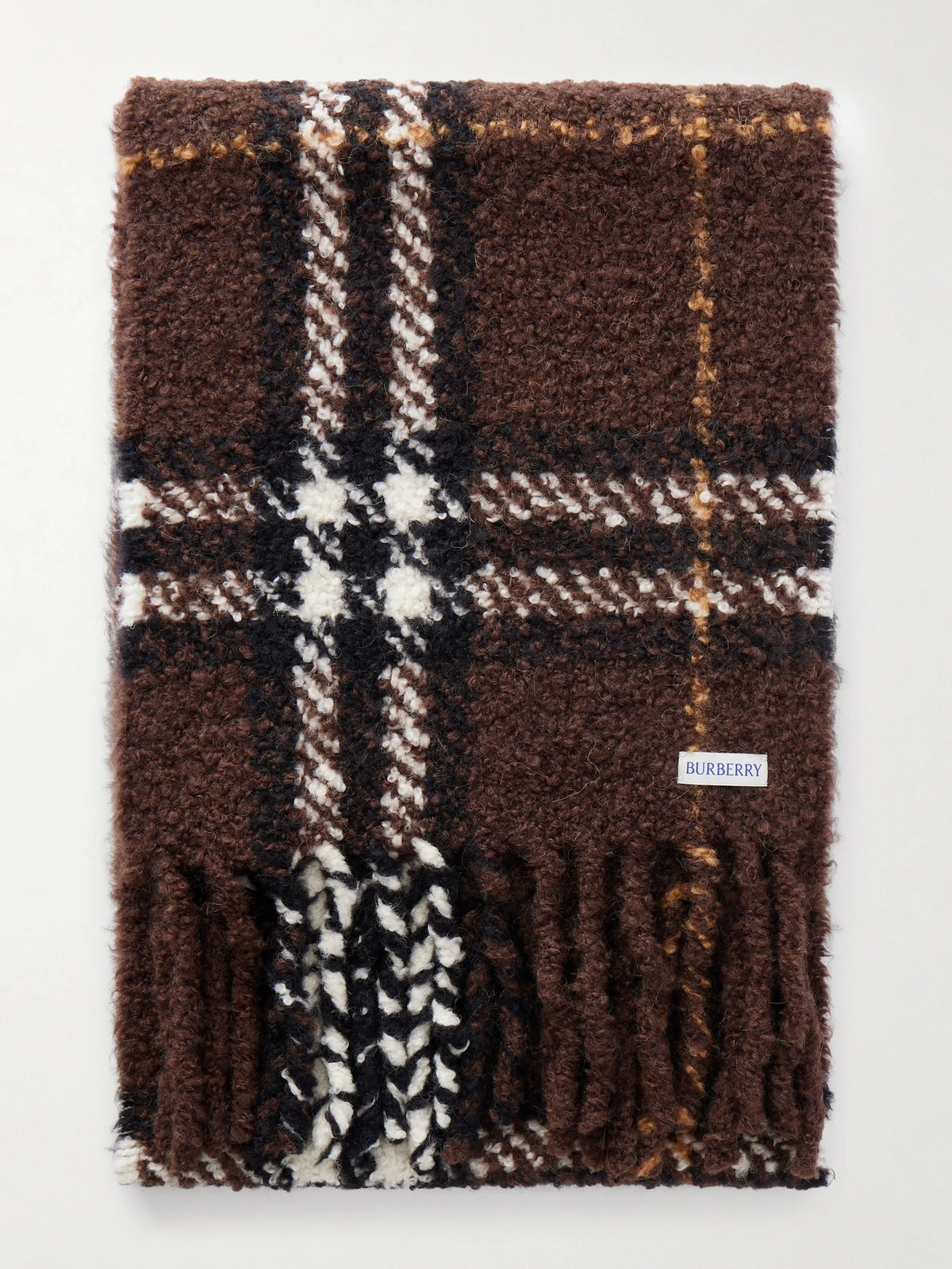 Burberry Fringe-detail Alpaca And Wool-blend Bouclé Scarf