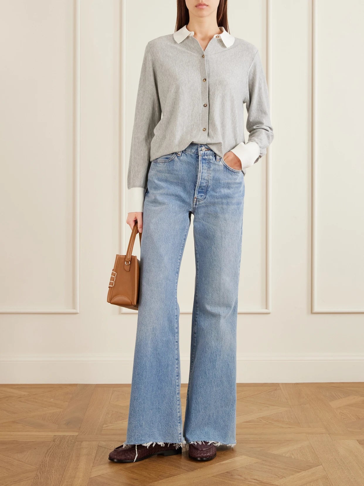 Image of Jeans. Product name - High Rise Flare High-rise Flared Jeans in Blue colour by brand - FRAME