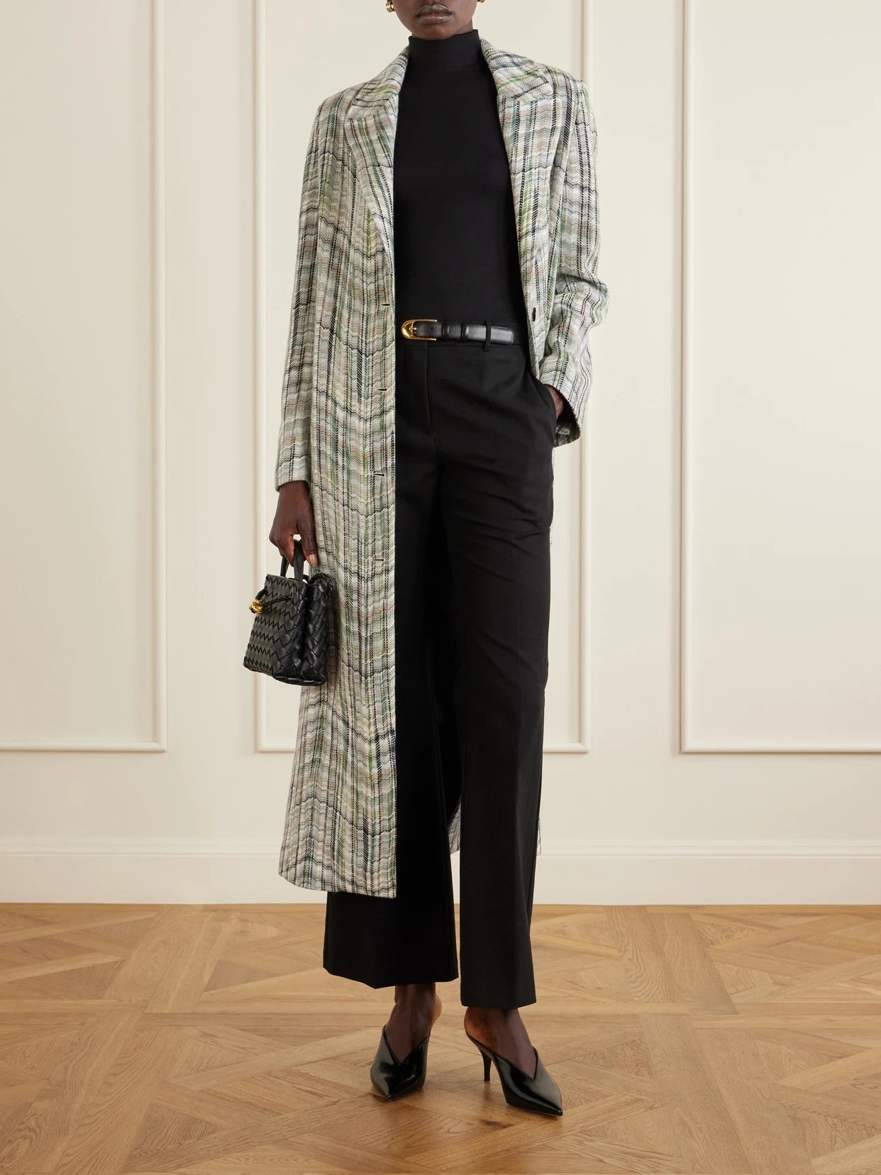 Image of Coats & Jackets. Product name - Striped Wool-blend Coat in Gray colour by brand - Missoni