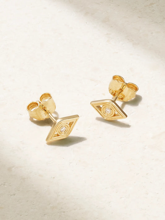 Fluted Evil Eye 14-karat Gold Diamond Earrings