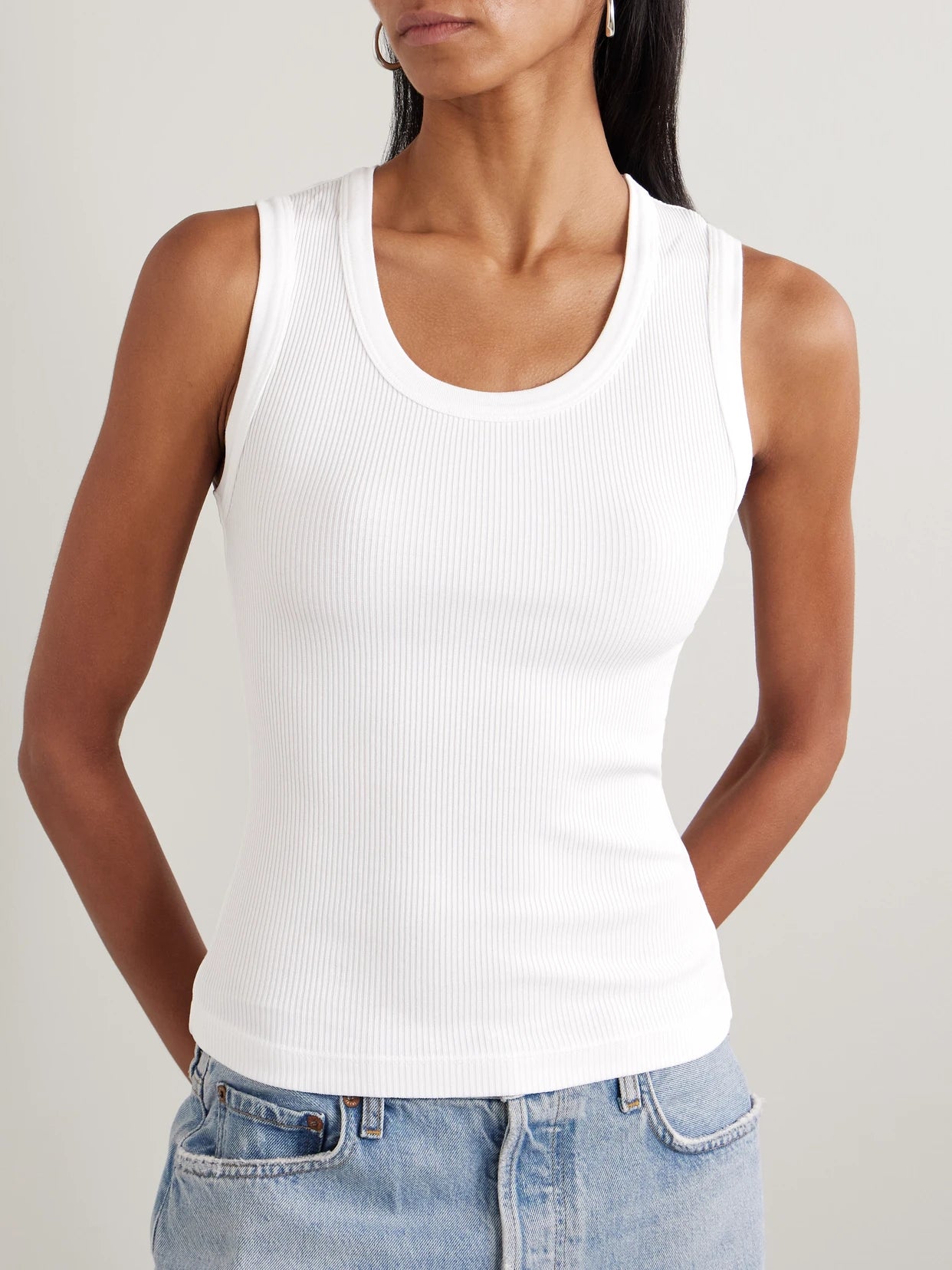 Poppy Ribbed Stretch Organic Cotton And Lyocell-blend Jersey Tank