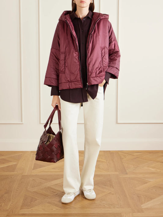 Image of Coats & Jackets. Product name - Padded Hooded Shell Jacket in Merlot colour by brand - Max Mara