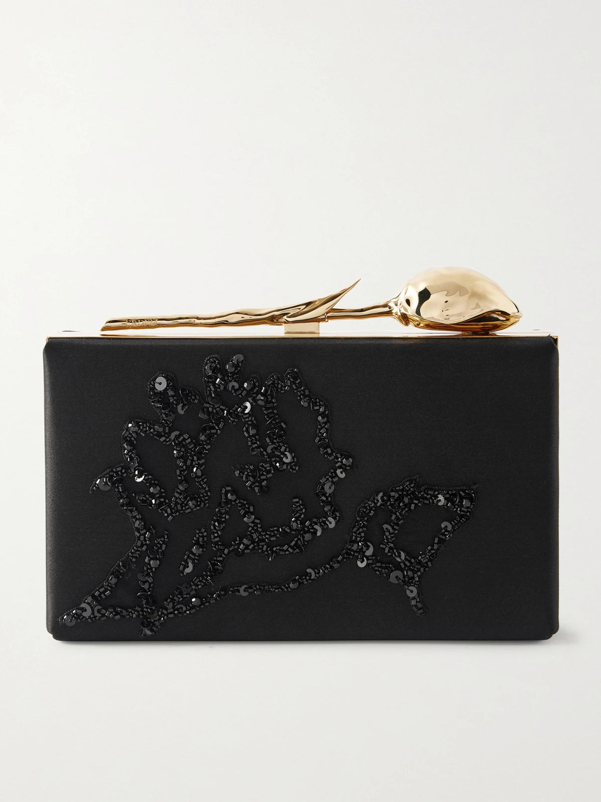 Bloom Embellished Satin Clutch
