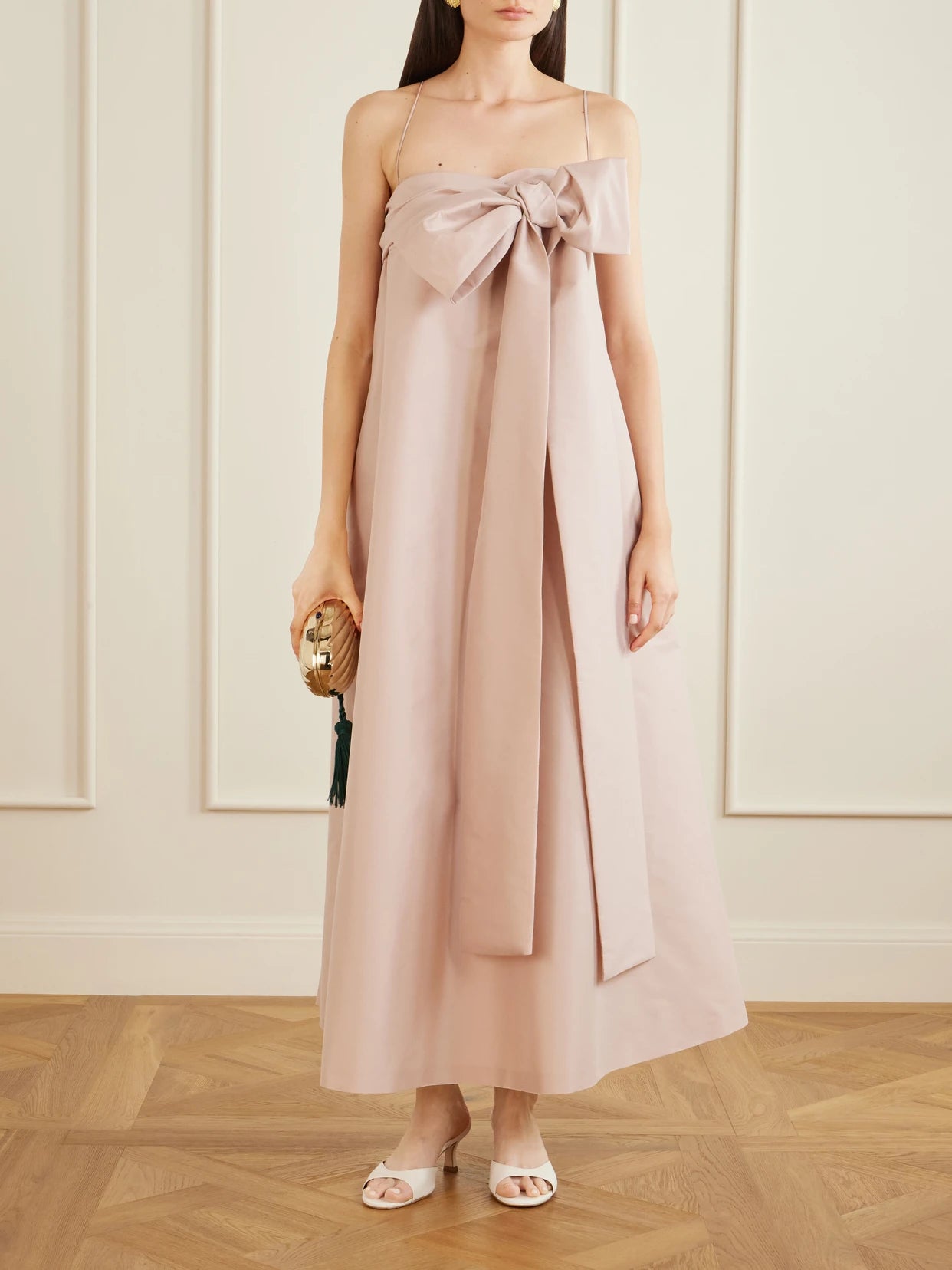 Image of Dresses. Product name - Bailey Bow-detailed Taffeta Gown in Pink colour by brand - BERNADETTE