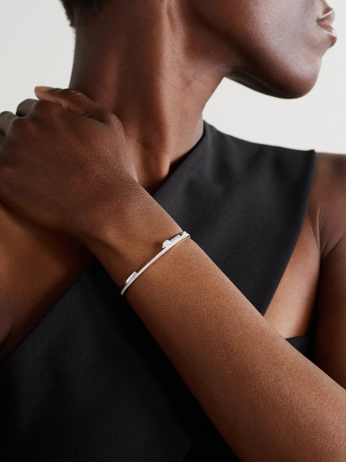Image of Bracelets. Product name - Serti Sur Vide 18-karat White Gold Diamond Bracelet in Multi colour by brand - Repossi
