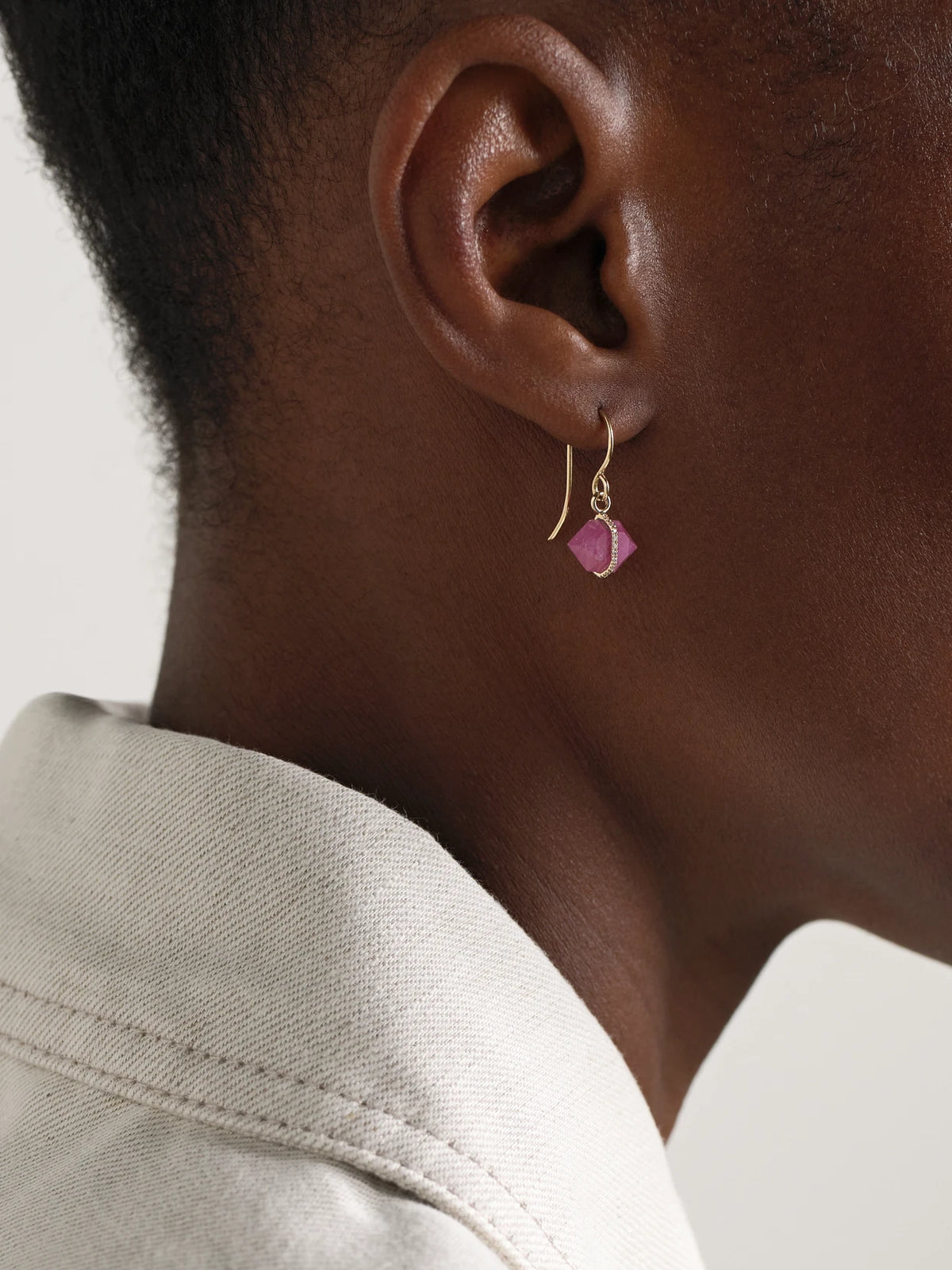 Image of Earrings. Product name - 14-karat Recycled Gold, Ruby And Herkimer Diamond Earrings in Red colour by brand - Melissa Joy Manning
