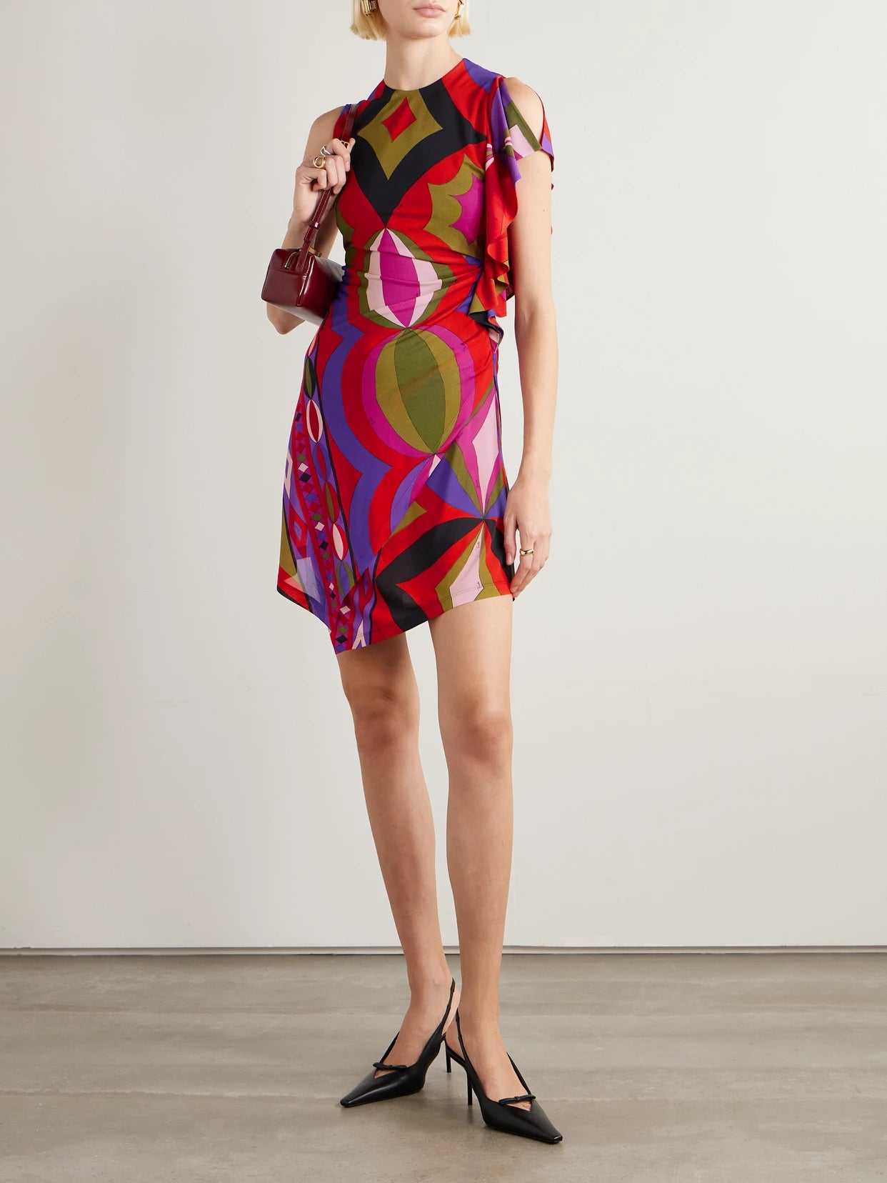 Image of Dresses. Product name - Printed Jersey Mini Dress in Multi colour by brand - PUCCI