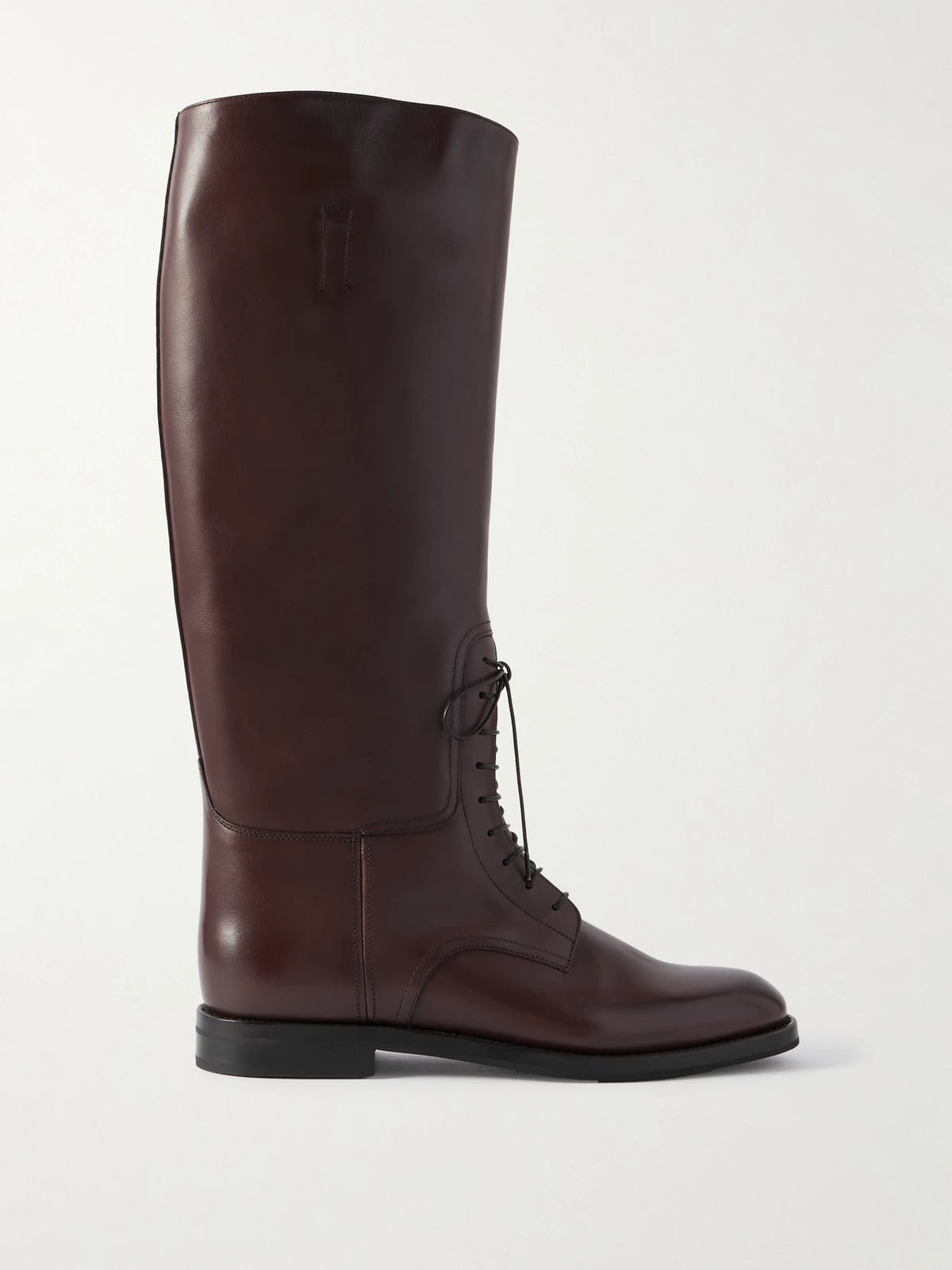 Leather Lace-up Knee Boots