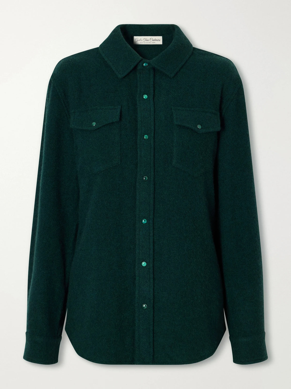 God's True Malachite Basketweave Brushed Cashmere Shirt