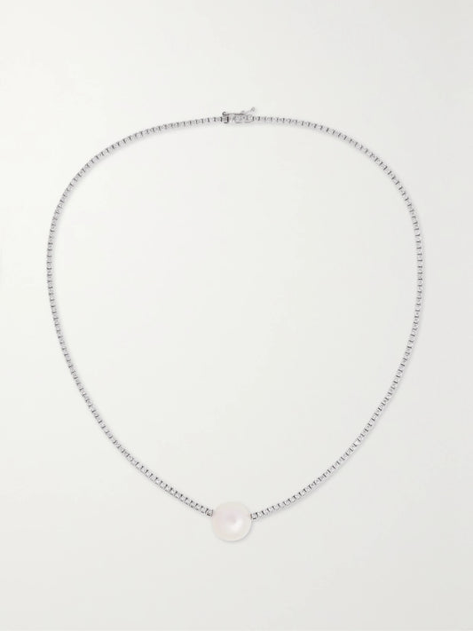 Eve 18-karat White Gold, Pearl And Diamond Necklace