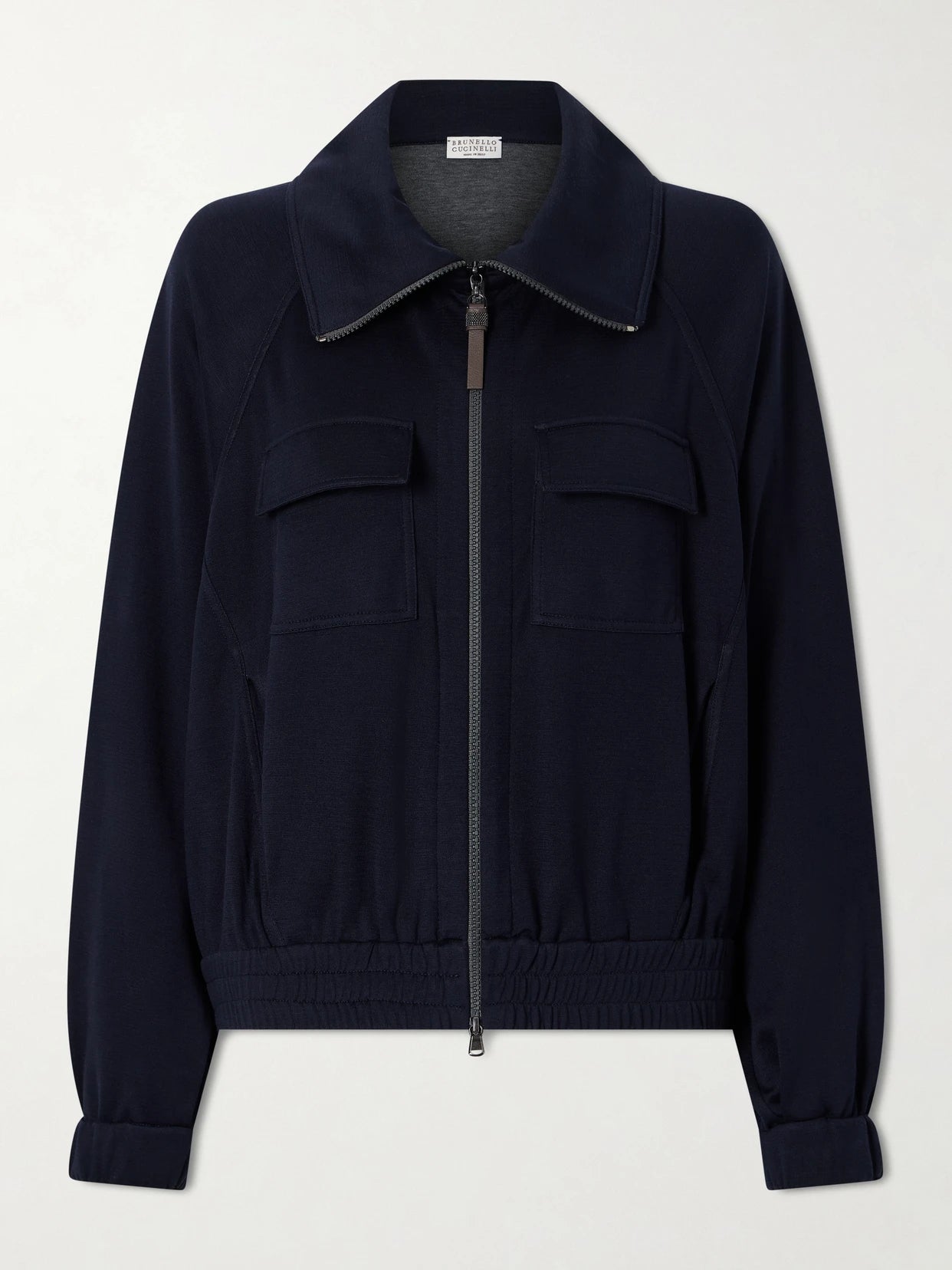 Image of Coats & Jackets. Product name - Cotton-blend Jacket in Navy colour by brand - Brunello Cucinelli