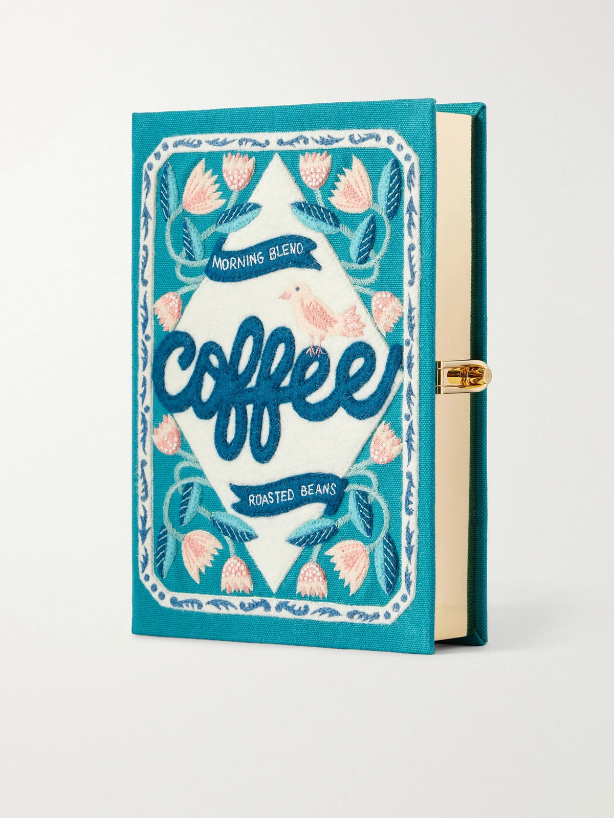 Olympia Le-Tan Coffee Embroidered Canvas Clutch