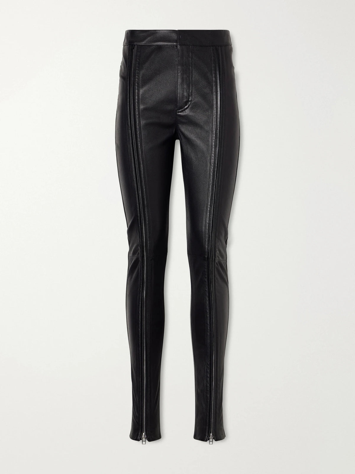 Zip-up Leather Skinny-leg Pants