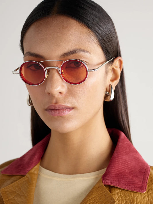 Image of Sunglasses. Product name - Ringo 2 Round-frame Silver-tone Sunglasses in Multi colour by brand - Jacques Marie Mage