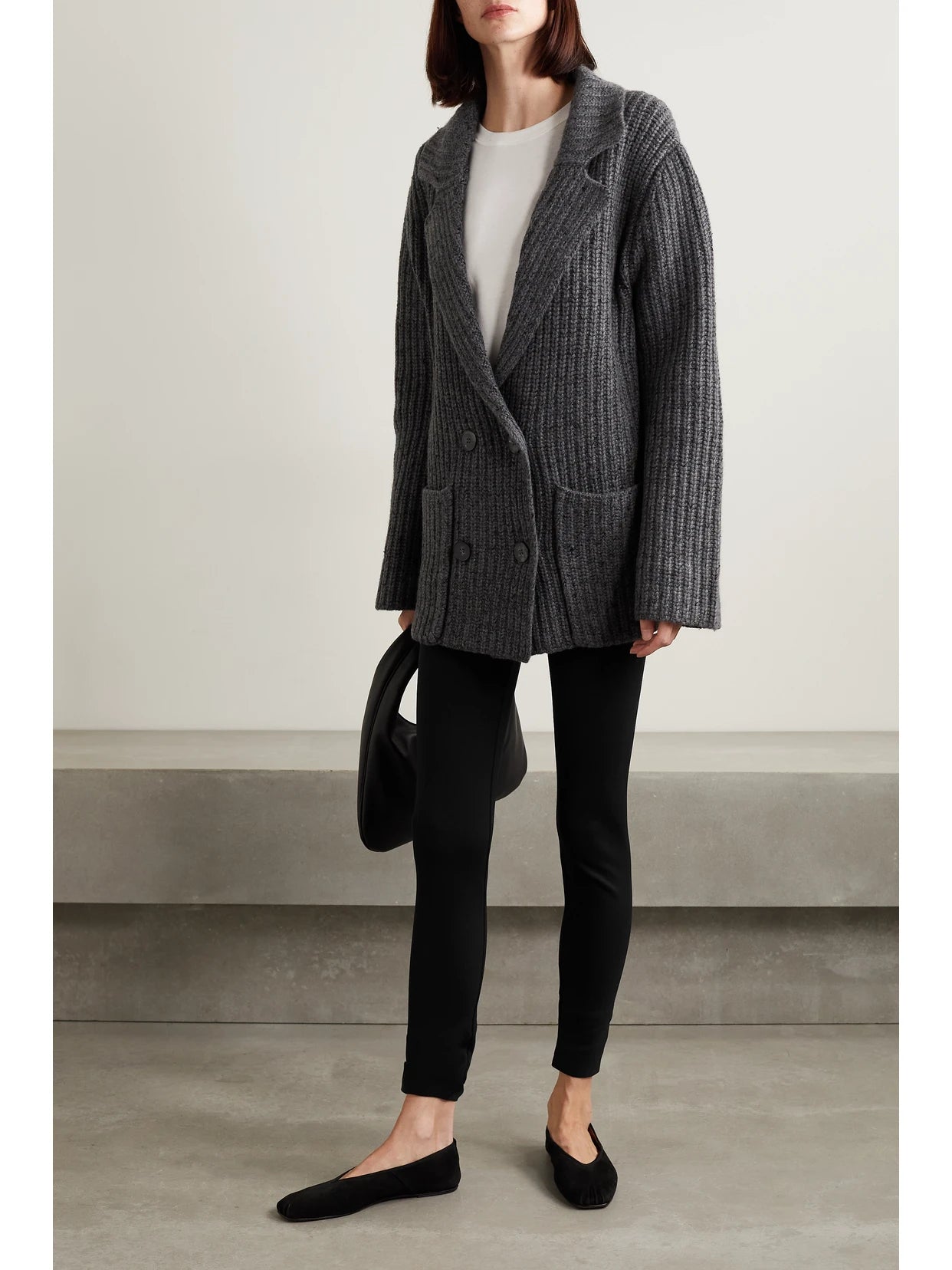 Image of Sleepwear & Loungewear. Product name - Essentials Woolworth Stretch-ponte Leggings in Black colour by brand - The Row