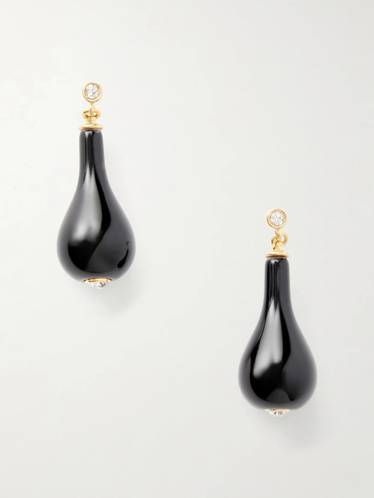 Gold-plated, Onyx And Swarovski Crystal Earrings