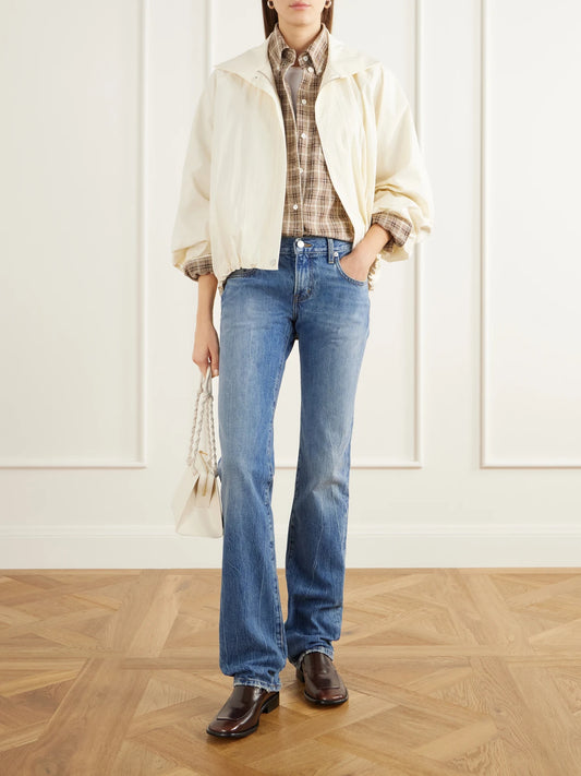 Image of Jeans. Product name - Chevy Low Rise Straight Jeans in Mid denim colour by brand - ÉTERNE