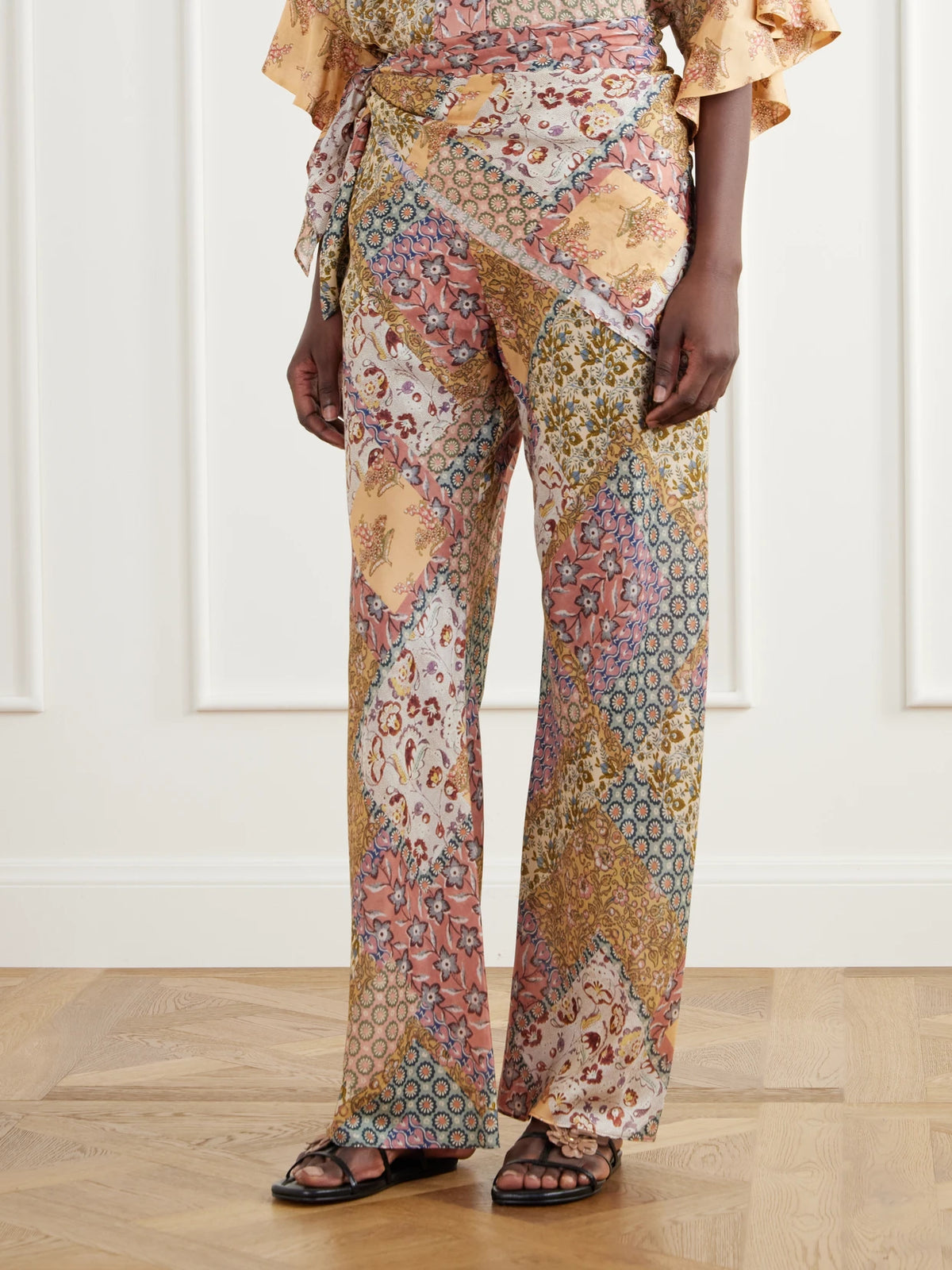 Zimmermann Fairlight Draped Printed Silk Wide-leg Pants