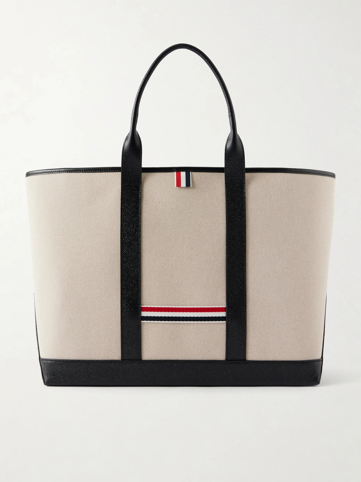 Tool Leather And Grosgrain-trimmed Canvas Tote