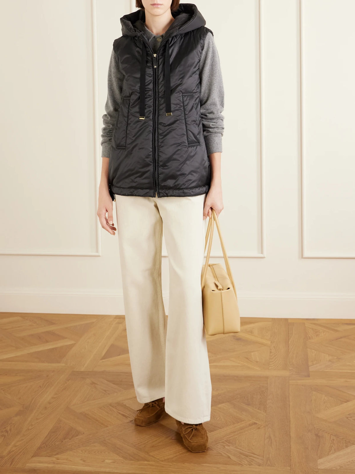 Image of Coats & Jackets. Product name - Greengo Padded Shell Vest in Black colour by brand - Max Mara