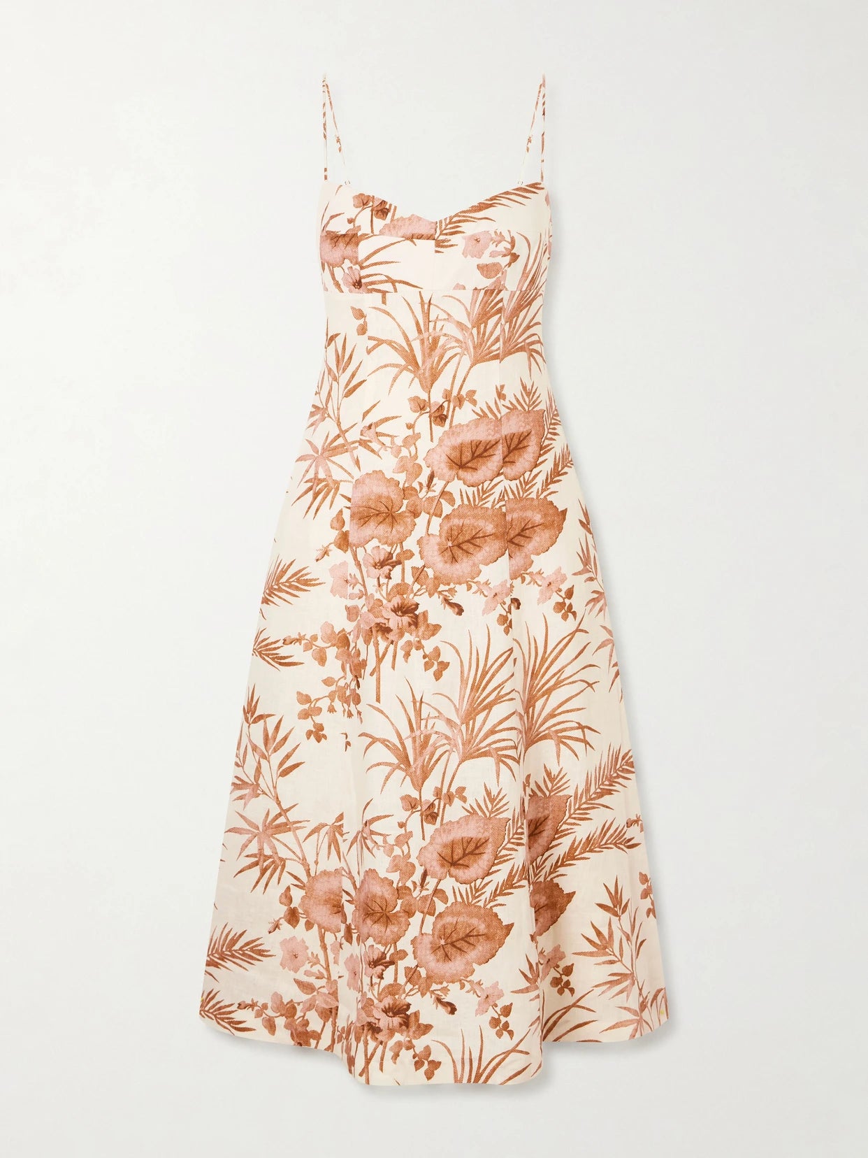 Cherry Floral-print Linen Midi Dress