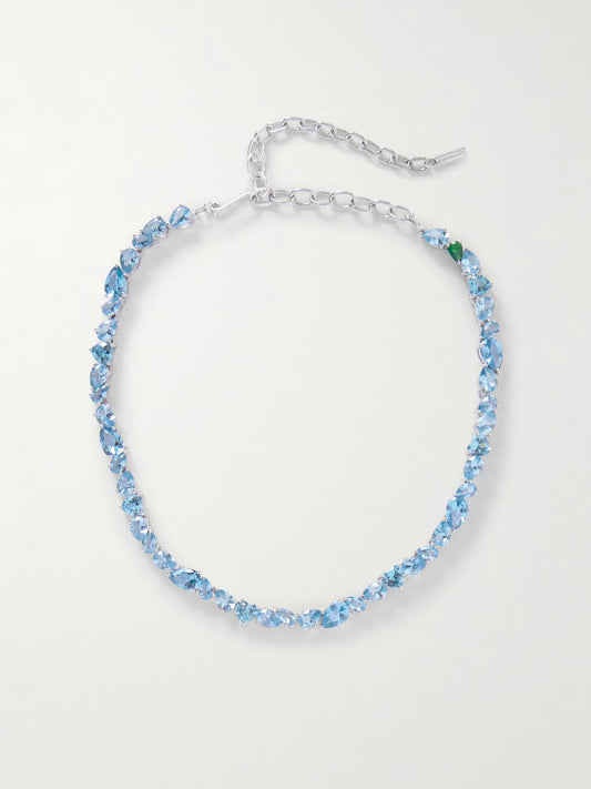 Recycled Silver, Cubic Zirconia And Synthetic Spinel Necklace